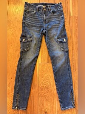 American Eagle Outfitters Women’s Dark Blue Skinny Cargo Jeans